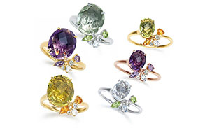 Ptグリーンクォーツリング K18アメシストリング K18レモンクォーツリング K18PGアメシストリング Ptクォーツリング