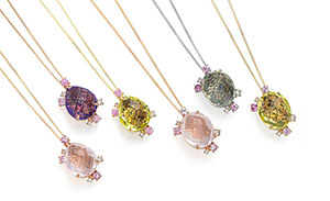 K18PGアメシストペンダント K18PGローズクォーツペンダント Ptグリーンクォーツペンダント K18レモンクォーツペンダント