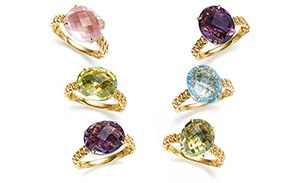 K18ローズクォーツリング K18レモンクォーツリング  K18アメシストリング Ptブルートパーズリング K18レモンクォーツリング