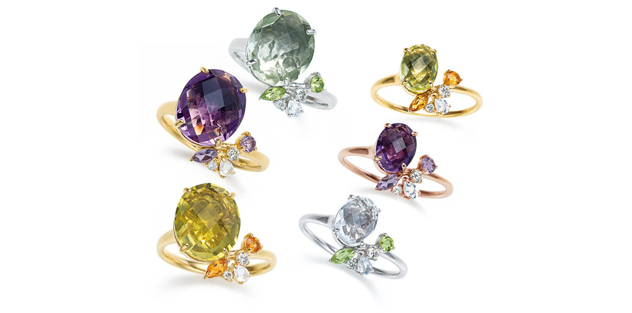 Ptグリーンクォーツリング K18アメシストリング K18レモンクォーツリング K18PGアメシストリング Ptクォーツリング