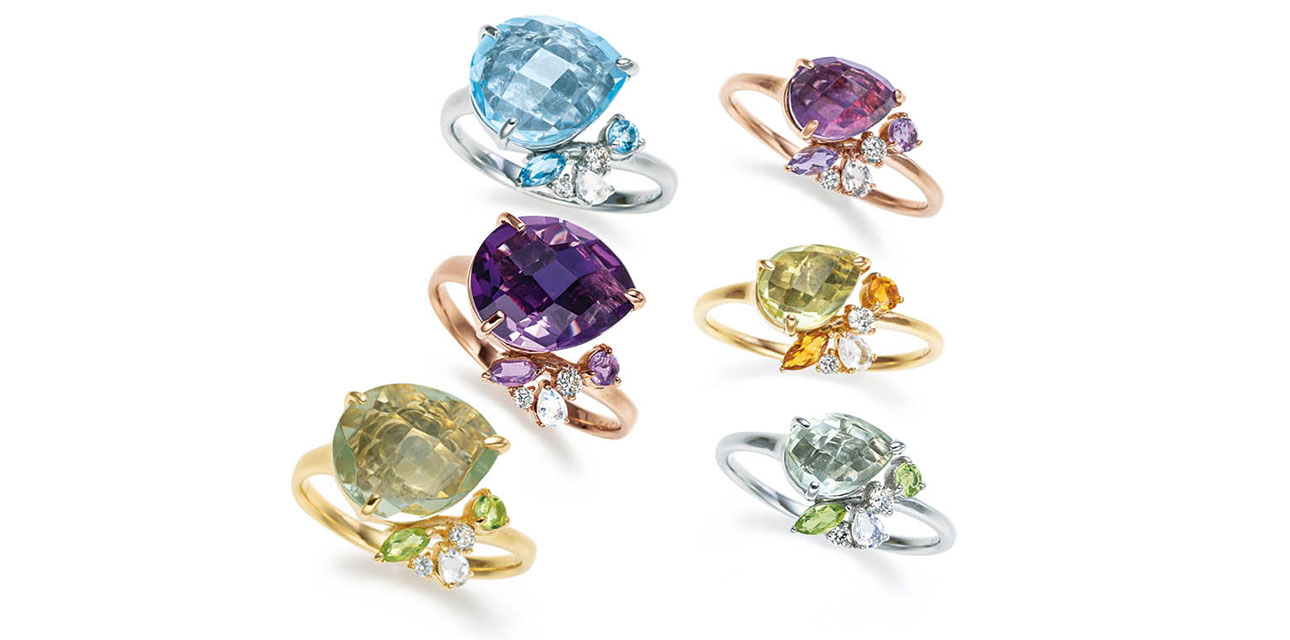 Ptブルートパーズリング K18PGアメシストリング K18グリーンクォーツリング K18PGアメシストリング K18レモンクォーツリング Ptグリーンクォーツリング