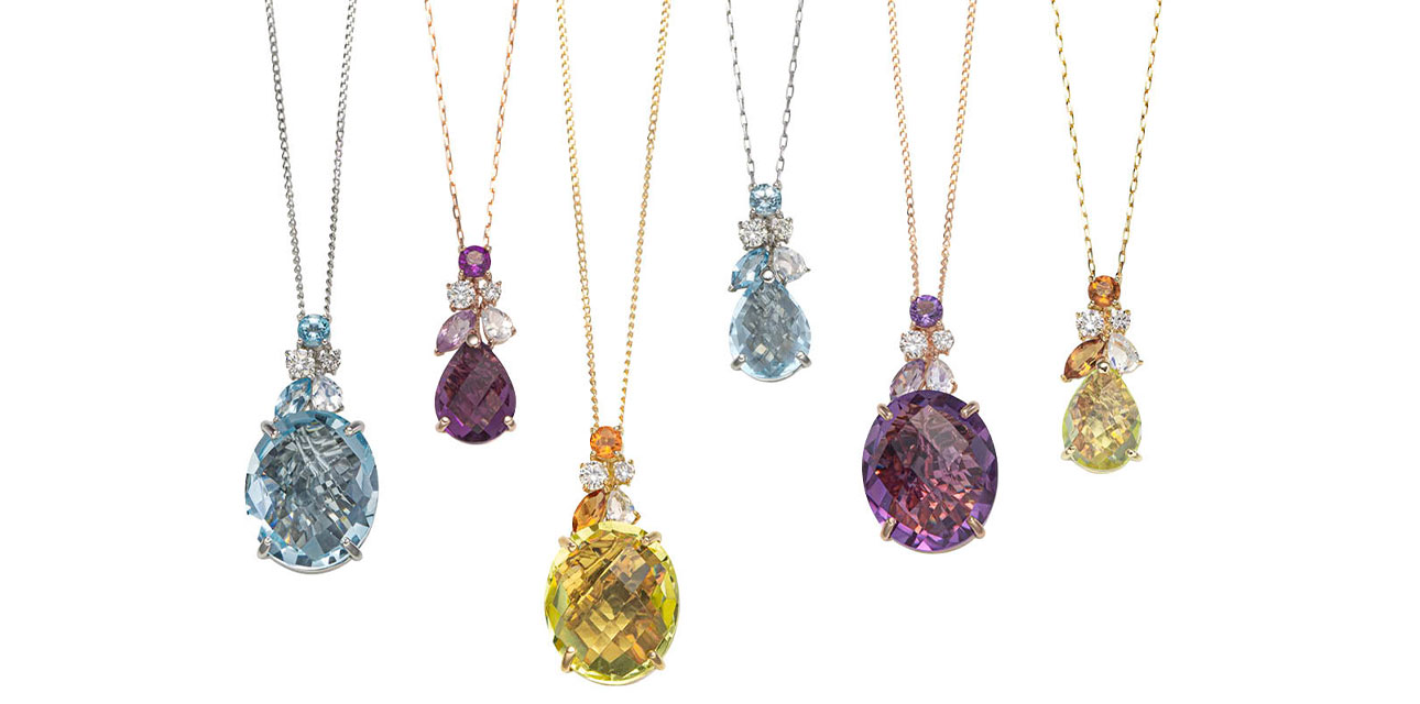 K18PGアメシストペンダント Ptブルートパーズペンダント K18レモンクォーツペンダント Ptブルートパーズペンダント