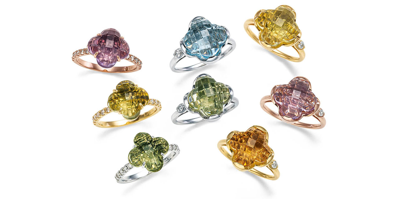 K18PGアメシストリング K18レモンクォーツリング Ptグリーンクォーツリング Ptブルートパーズリング  K18シトリンリング