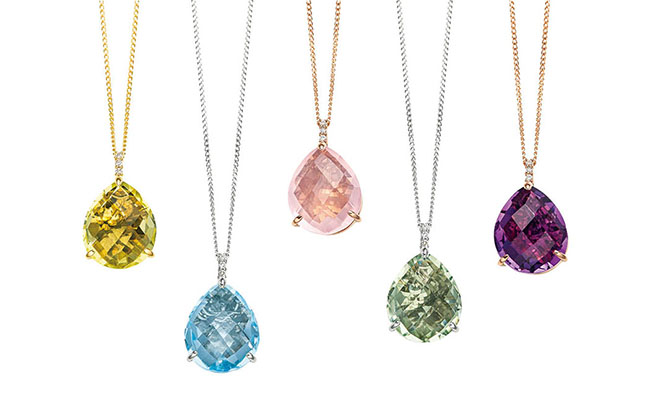 K18レモンクォーツペンダント Ptブルートパーズペンダント K18PGローズクォーツペンダント Ptグリーンクォーツペンダント K18PGアメシストペンダント