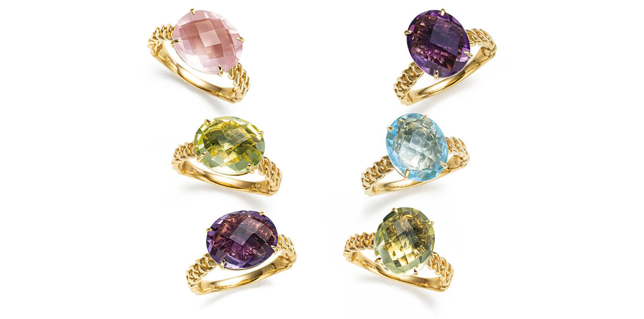 K18ローズクォーツリング K18レモンクォーツリング K18アメシストリング K18ブルートパーズリング K18レモンクォーツリング